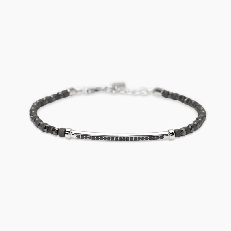 Bracciale da uomo con ematite e zirconi Black Rock Mabina 534090