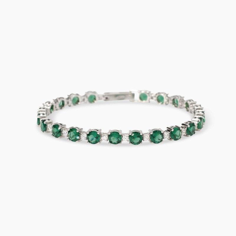Bracciale da donna in argento con smeraldi sintetici CHAPEAU Mabina 534108