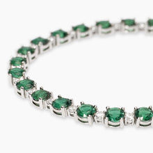 Carica l&#39;immagine nel visualizzatore di Gallery, Bracciale da donna in argento con smeraldi sintetici CHAPEAU Mabina 534108
