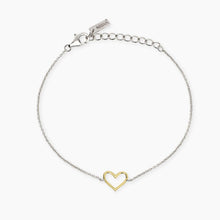 Carica l&#39;immagine nel visualizzatore di Gallery, Bracciale da donna in argento e cuore in oro 9 KFILO D&#39;AMORE Mabina 534112
