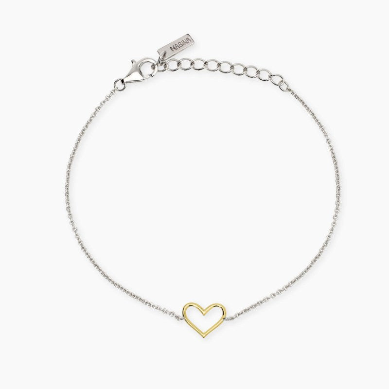 Bracciale da donna in argento e cuore in oro 9 KFILO D'AMORE Mabina 534112