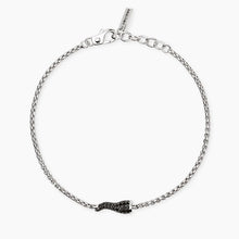 Carica l'immagine nel visualizzatore di Gallery, Bracciale da uomo con cornetto in zirconi neri IL QUATTRINO Mabina 534118
