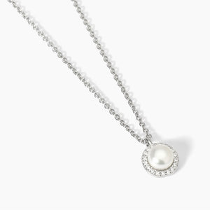 Collana da donna in argento con perla coltivata e zirconi MILANESIENNE Mabina 553674