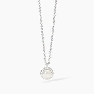 Collana da donna in argento con perla coltivata e zirconi MILANESIENNE Mabina 553674