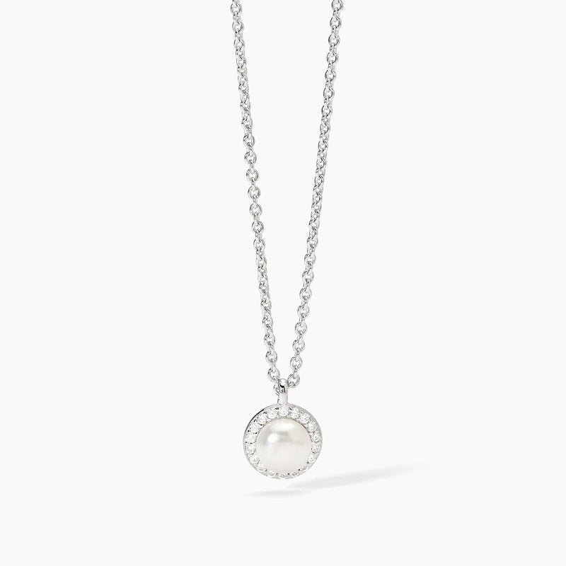 Collana da donna in argento con perla coltivata e zirconi MILANESIENNE Mabina 553674