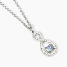 Load image into Gallery viewer, Women&#39;s silver necklace with infinity and synthetic aquamarine ENDLESS Mabina 553675
