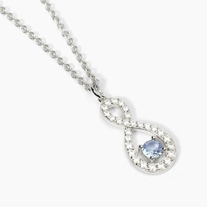 Women's silver necklace with infinity and synthetic aquamarine ENDLESS Mabina 553675