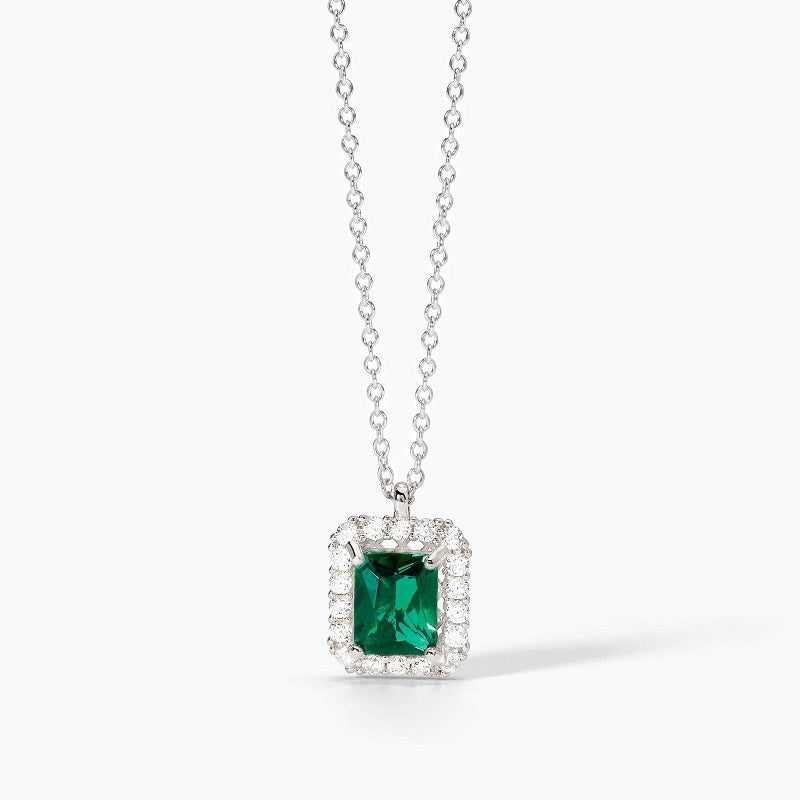 Collana da donna con smeraldo sintetico e zirconi Desiderio Infinito Mabina 553735