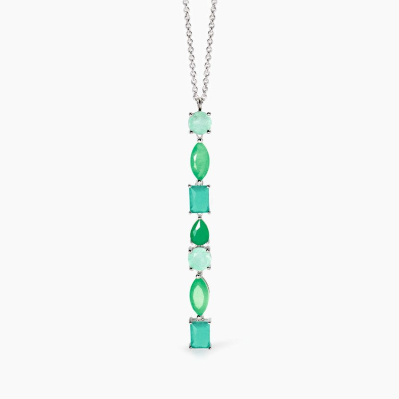 Collana da donna con fusion stone glass verde pendente Mabina 553737