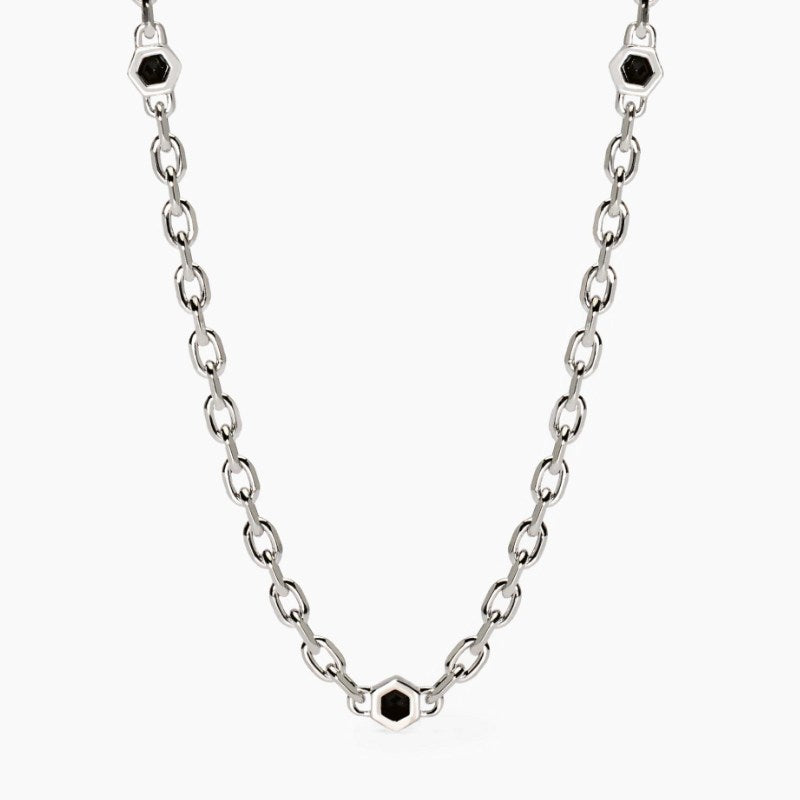 Collana da uomo in argento con catena forzatina e zirconi Mabina 553767