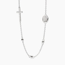 Carica l&#39;immagine nel visualizzatore di Gallery, Collana da donna in argento con croce e Madonnina Rosario Mabina 553781
