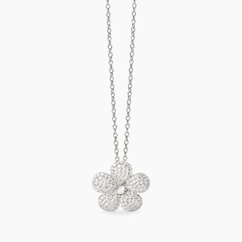Collana da donna in argento con fiore in zirconi Mabina 553797