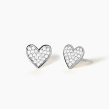 Carica l&#39;immagine nel visualizzatore di Gallery, Orecchini da donna a lobo in argento a cuore pavé Mabina 563254

