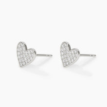 Carica l&#39;immagine nel visualizzatore di Gallery, Orecchini da donna a lobo in argento a cuore pavé Mabina 563254
