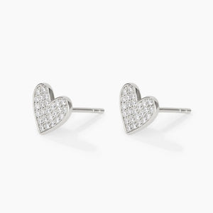 Orecchini da donna a lobo in argento a cuore pavé Mabina 563254