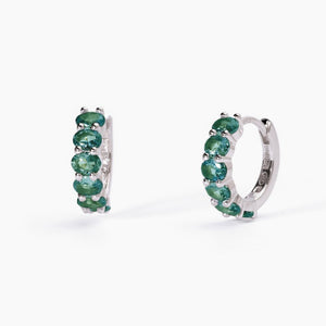 Orecchini a cerchio da donna in argento con smeraldi FESTIVAL Mabina 563579