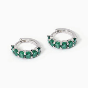 Orecchini a cerchio da donna in argento con smeraldi FESTIVAL Mabina 563579