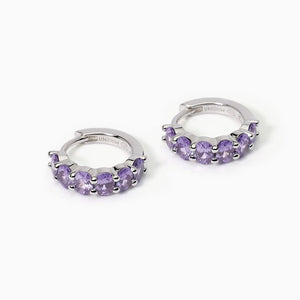 Orecchini da donna a cerchio in argento con ametista sintetica FESTIVAL Mabina 563580