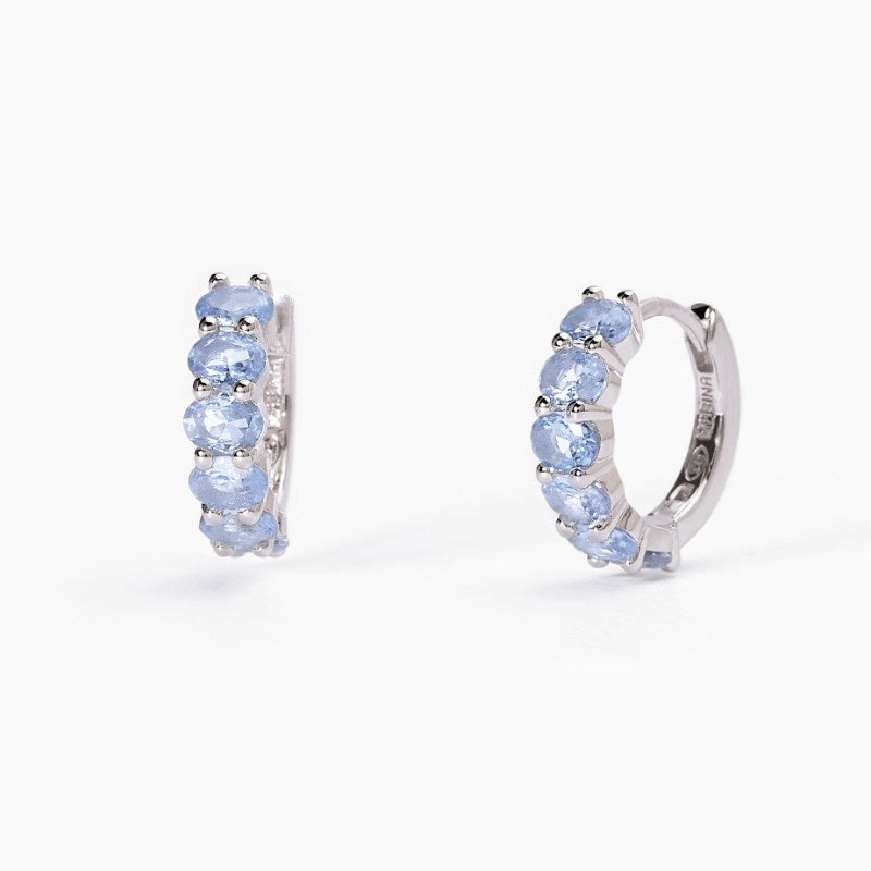 Orecchini da donna a cerchio in argento con acquamarina FESTIVAL Mabina 563581