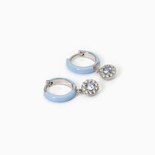 Carica l&#39;immagine nel visualizzatore di Gallery, Orecchini da donna a cerchio in argento con smalto azzurro e zircone acquamarina MILANESIENNE Mabina 563596
