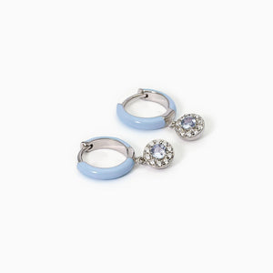 Orecchini da donna a cerchio in argento con smalto azzurro e zircone acquamarina MILANESIENNE Mabina 563596