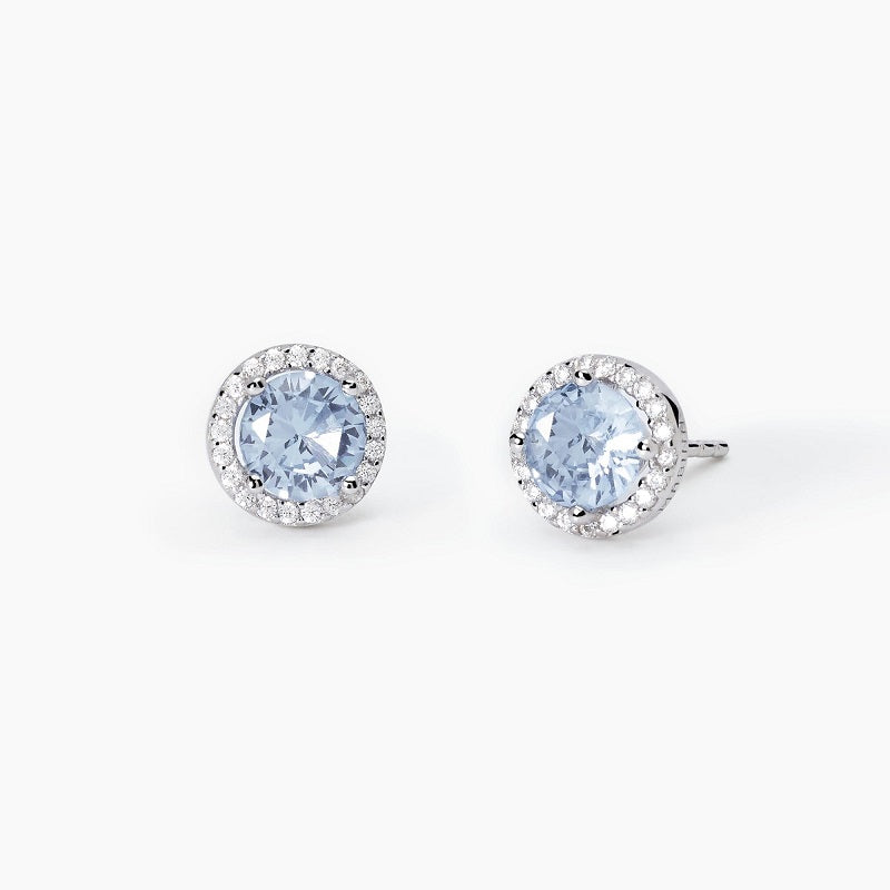 Orecchini da donna in argento a lobo con acquamarina sintetica REVIVAL Mabina 563652