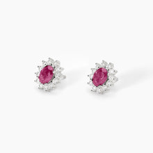 Carica l&#39;immagine nel visualizzatore di Gallery, Orecchini da donna in argento con rubino sintetico ovale COOL OR RÉTRO? Mabina 563717

