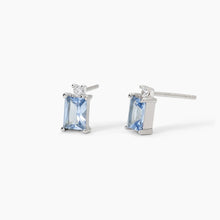 Carica l'immagine nel visualizzatore di Gallery, Orecchini da donna in argento con acquamarina sintetica taglio princess BATTITO Mabina 563718
