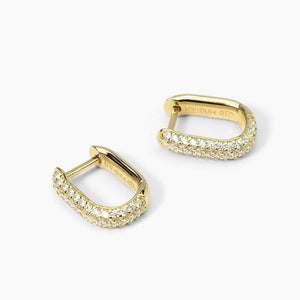 Orecchini ovali da donna in argento dorato con pavè COUTURE Mabina 563729