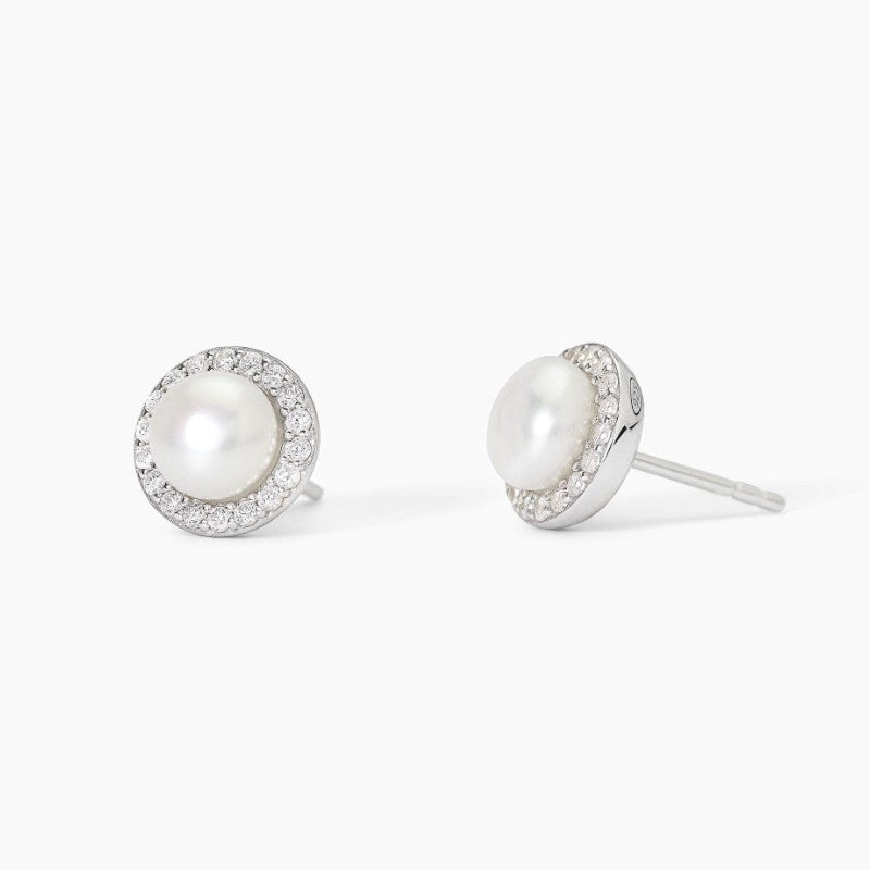 Orecchini da donna in argento con perle coltivate e zirconi MILANESIENNE Mabina 563745