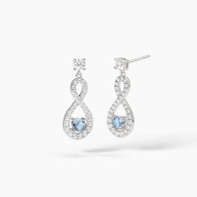 Load image into Gallery viewer, Women&#39;s earrings in silver with infinity and aquamarine ENDLESS Mabina 563746

