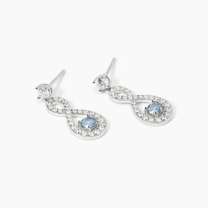 Women's earrings in silver with infinity and aquamarine ENDLESS Mabina 563746