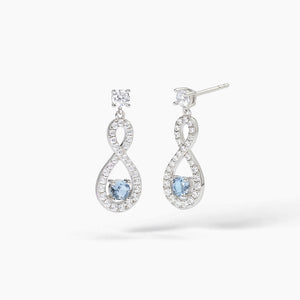 Women's earrings in silver with infinity and aquamarine ENDLESS Mabina 563746