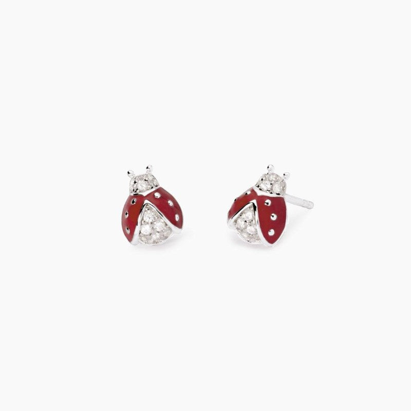 Orecchini da donna in agento con coccinella smaltata Mabina 563781