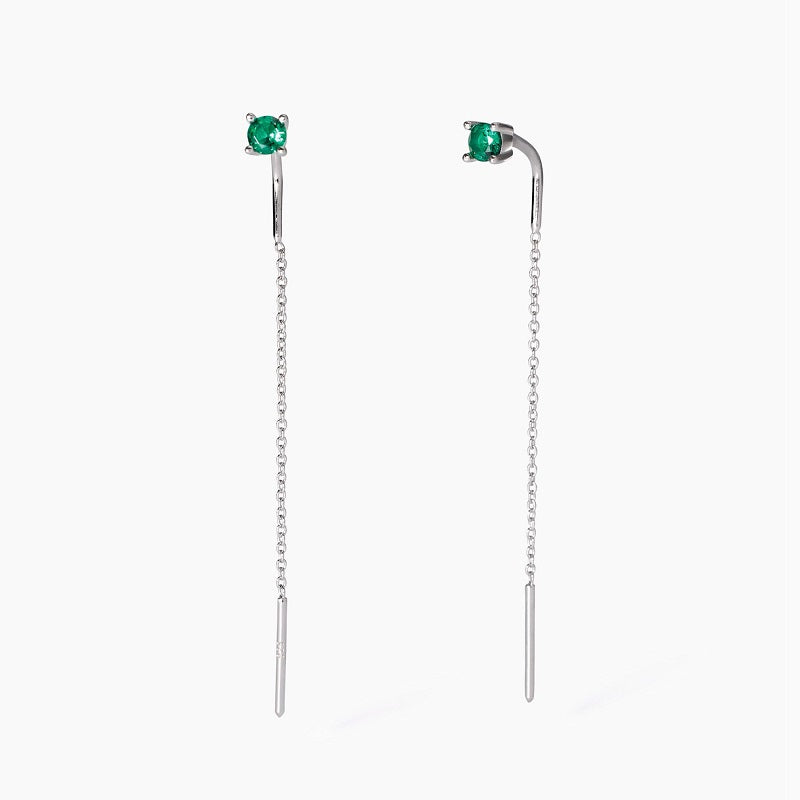Orecchini pendenti da donna con smeraldo sintetico Shiny Mabina 563822