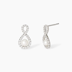 Orecchini da donna con infinito in zirconi e perle coltivate Endless Mabina 563855