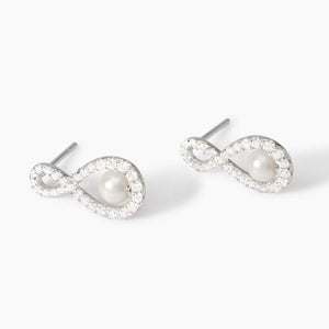 Orecchini da donna con infinito in zirconi e perle coltivate Endless Mabina 563855
