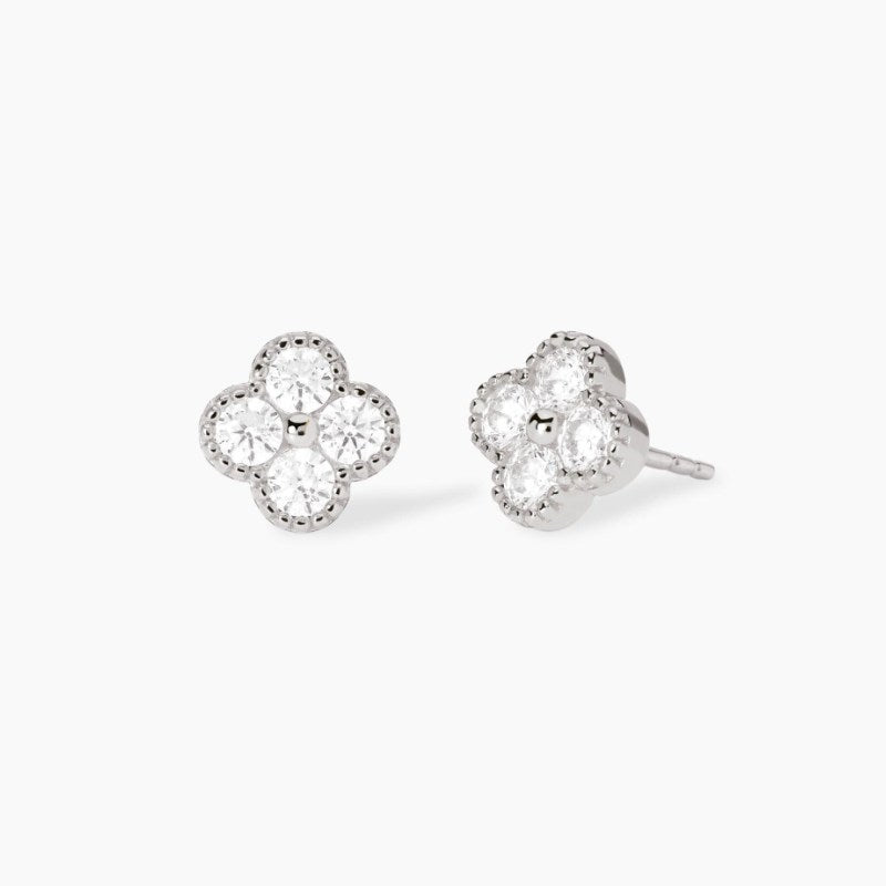 Orecchini da donna in argento con fiore in zirconi Jasmine 563870