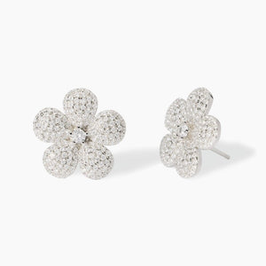 Orecchini da donna in argento a fiore in zirconi Mabina 563890