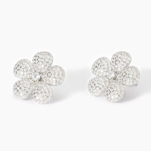 Orecchini da donna in argento a fiore in zirconi Mabina 563890