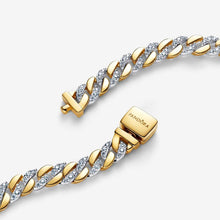 Load image into Gallery viewer, Bracciale Catena Maglia Cubana Bicolore con Pavè
