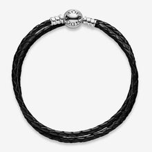Carica l'immagine nel visualizzatore di Gallery, Bracciale in Pelle Nero Doppio
