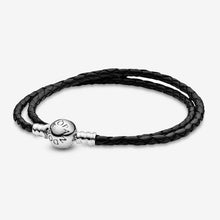 Carica l'immagine nel visualizzatore di Gallery, Bracciale in Pelle Nero Doppio
