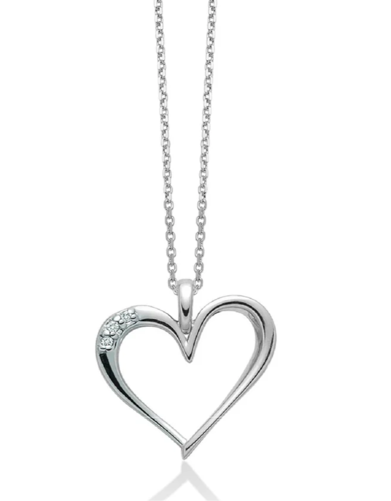 Collana donna Miluna Collier In Diamanti in oro bianco cuore e diamanti.CLD4218