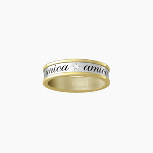 Friendly women's ring with golden edge and phrase 721002