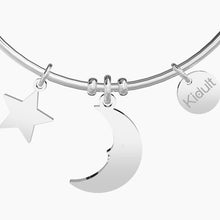 Cargar imagen en el visor de la galería, Bracciale da donna rigido in acciaio con pendenti luna e stella Kidult 731312
