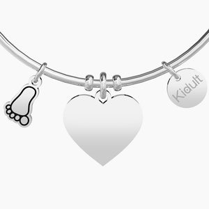 Bracciale da donna in acciaio con cuore e piedino Kidult 731710