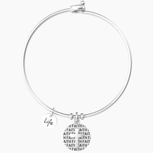 Bracciale da donna in acciaio con ciondolo tondo croce Kidult 732012
