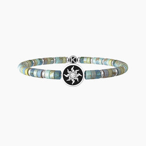 Bracciale Elastico Da Uomo Con Cilindri In Diaspro Azzurro Alternati Kidult 732051