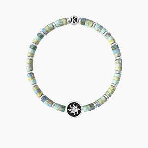 Bracciale Elastico Da Uomo Con Cilindri In Diaspro Azzurro Alternati Kidult 732051